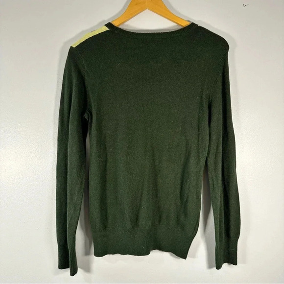 Merona Y2K Knit Wool Blend Green Patterned Crew Neck Sweater Size Medium M - Picture 4 of 7